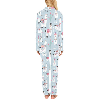Llama Pattern Print Design 04 Women's Long Pajama Set