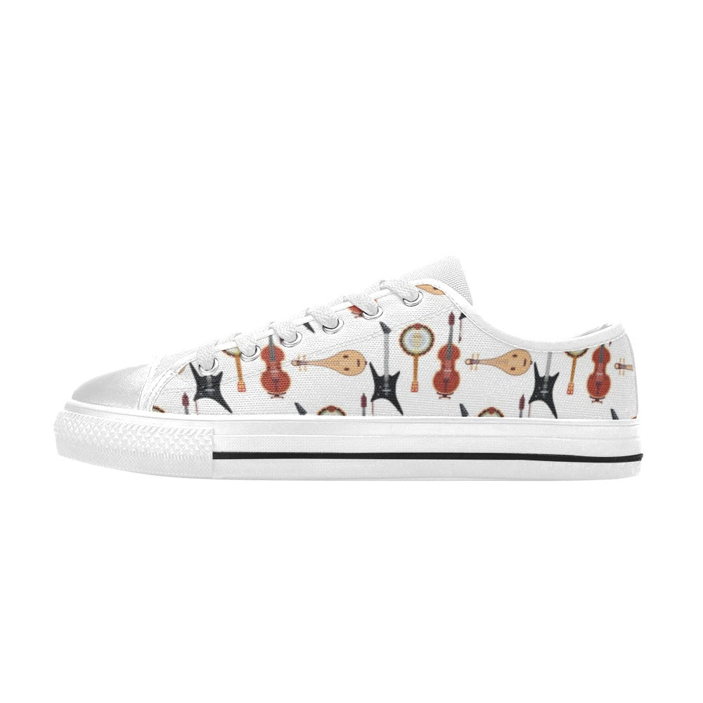 Banjo Print Design LKS403 Women's White Low Top Shoes