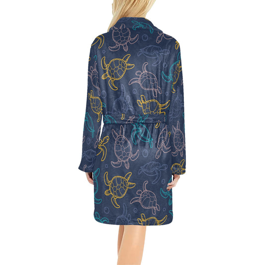 Sea Turtle Baby Print Women's Fleece Robe