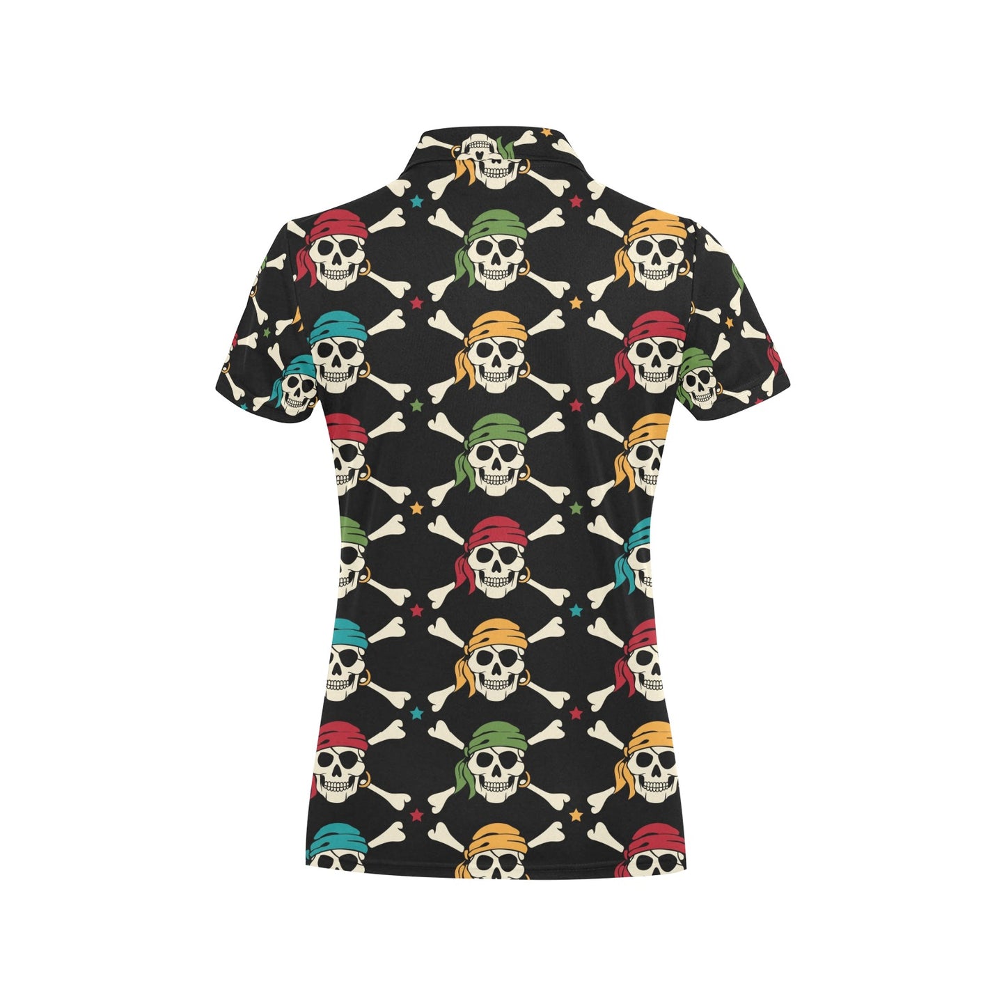 Pirate Pattern Print Design A01 Women's Polo Shirt