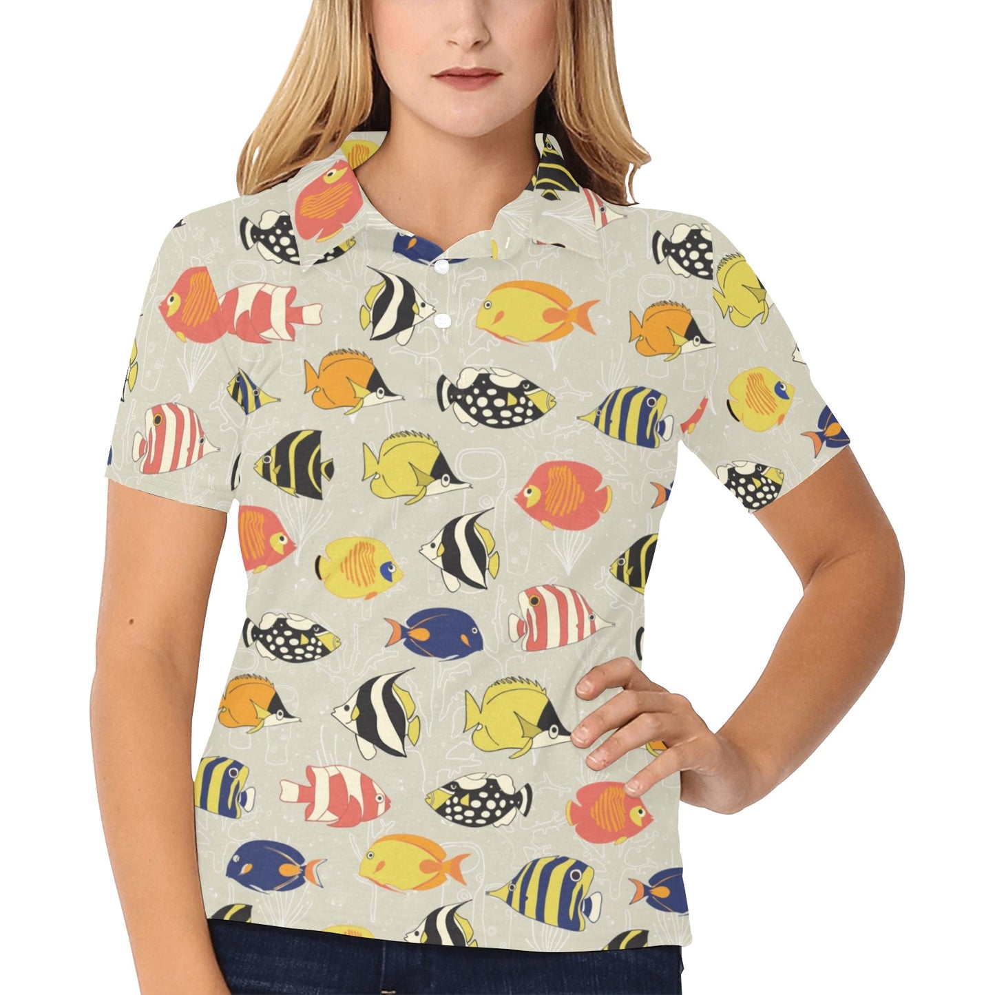 Angelfish Print Design LKS401 Women's Polo Shirt