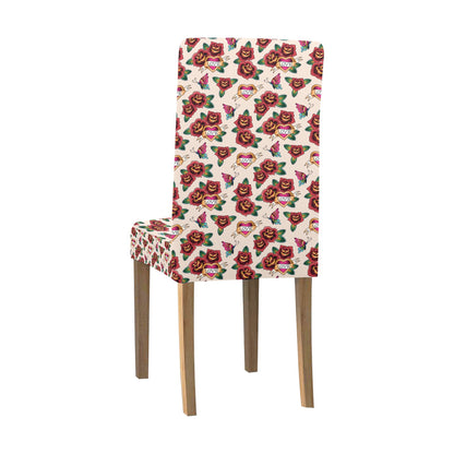 Tattoo Rose Print Design LKS302 Dining Chair Slipcover