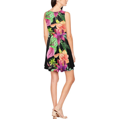 Amaryllis Pattern Print Design AL09 Sleeveless Dress