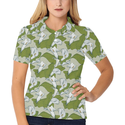 Lily Pattern Print Design LY08 Women's Polo Shirt