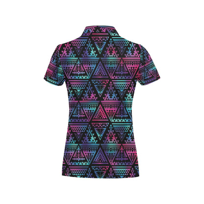 Tribal aztec Dark Multicolor Women's Polo Shirt