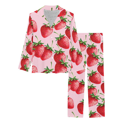 Strawberry Pattern Print Design SB03 Women's Long Pajama Set