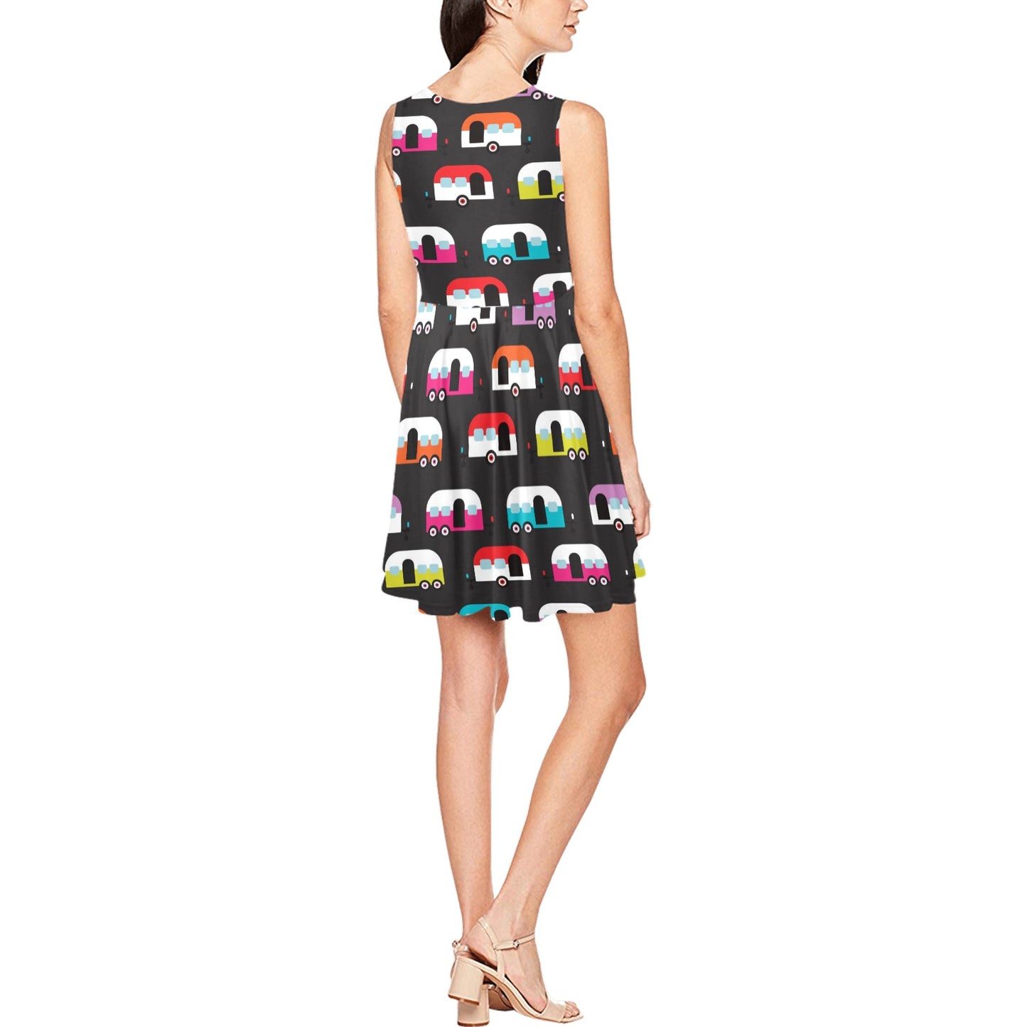 Camper Caravan Pattern Sleeveless Dress