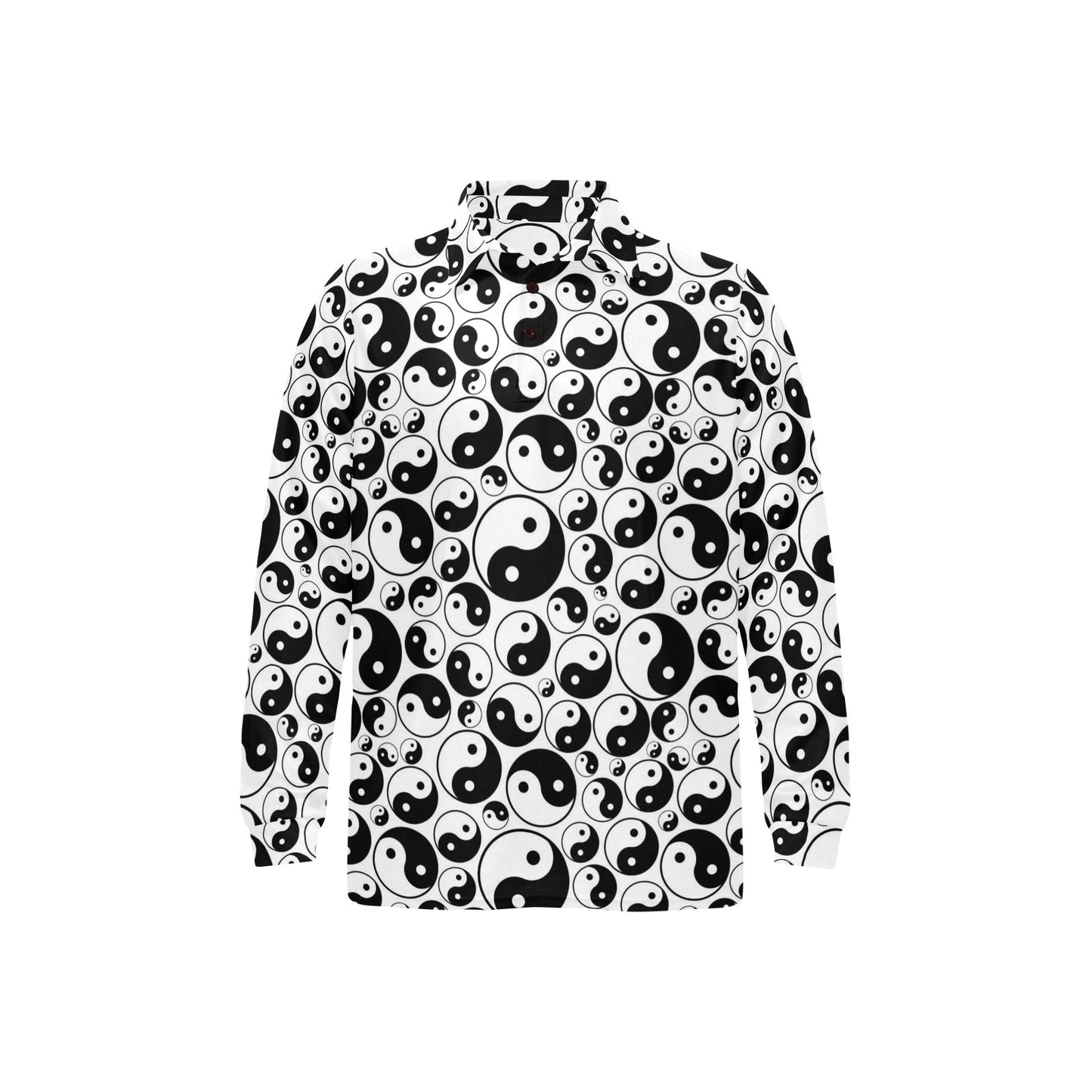 Yin Yang Print Design LKS302 Long Sleeve Polo Shirt For Men's