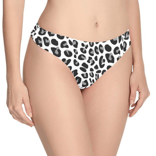 Snow Leopard Skin Print Women's Thongs