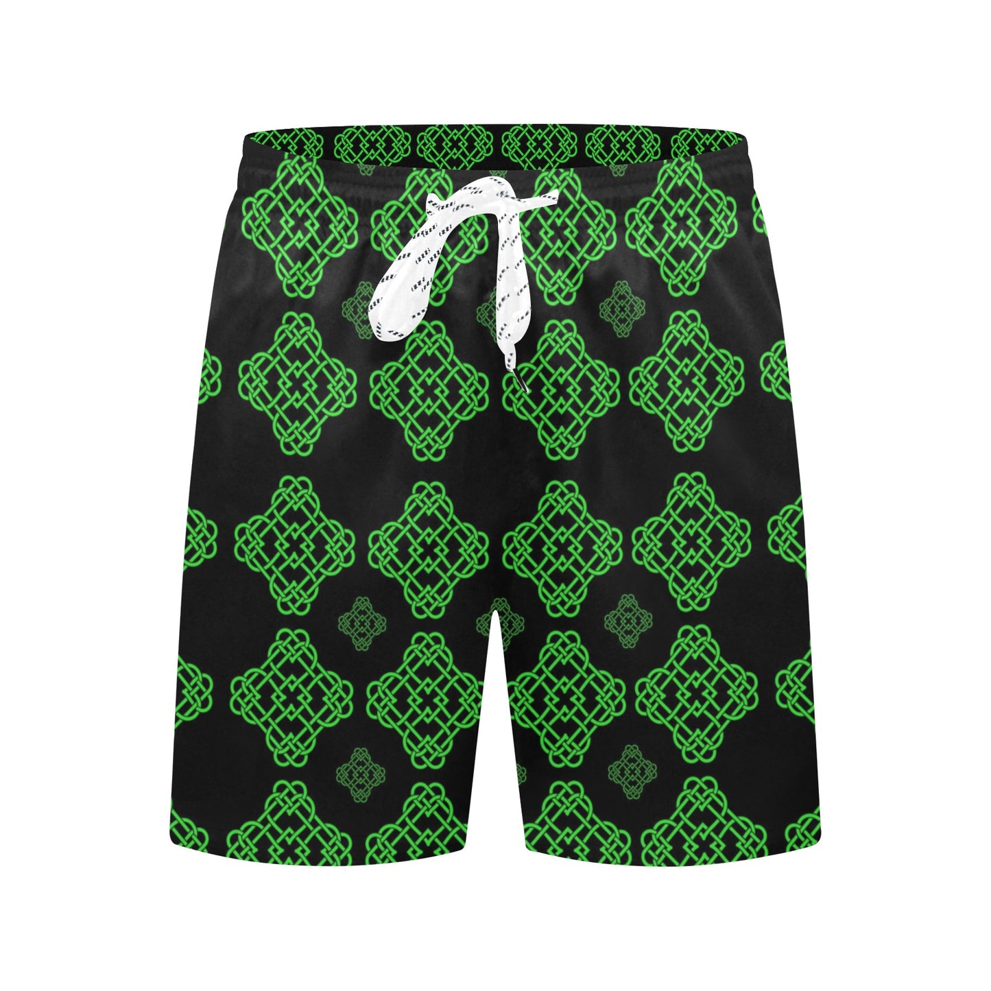 Celtic Knot Green Neon Design Men's Swim Trunks Beach Shorts