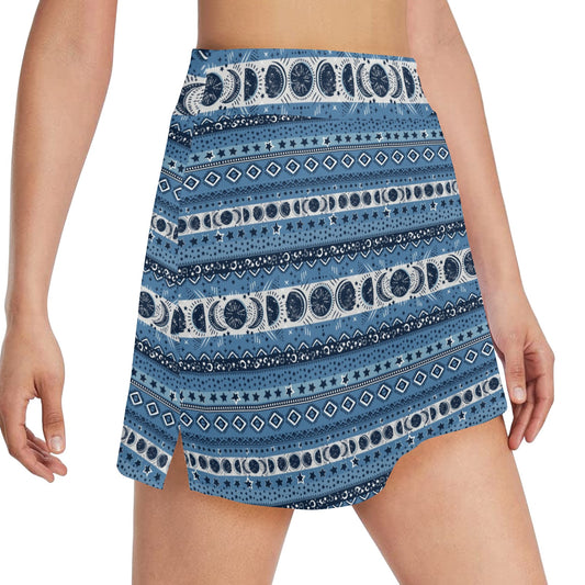 Sun Moon Pattern Print Design LKS306 17" Golf & Pickleball Skort with Pockets