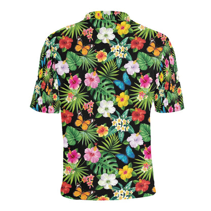 Hibiscus With Butterfly Print Design LKS305 Men Polo Shirt