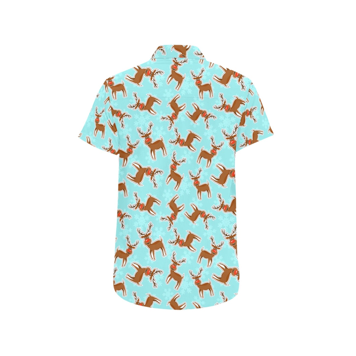 Reindeer Print Design LKS403 Men Short Sleeve Button Up Shirt