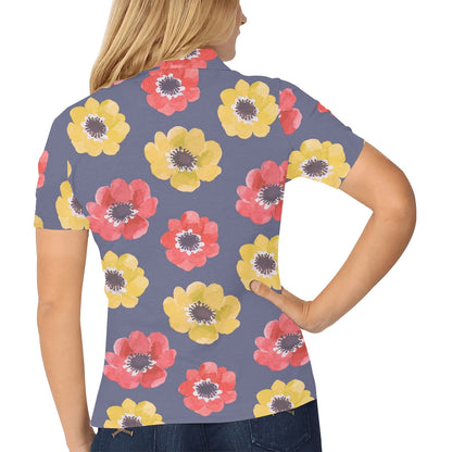 Anemone Pattern Print Design AM010 Women's Polo Shirt