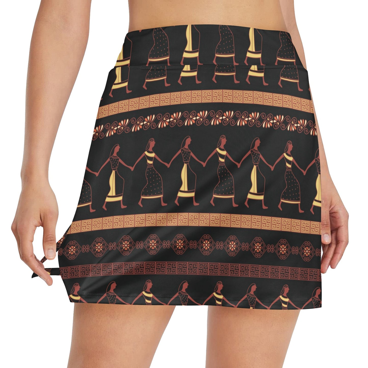 Ancient Greek Human Print Design LKS306 17" Golf & Pickleball Skort with Pockets