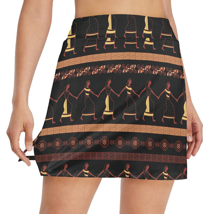 Ancient Greek Human Print Design LKS306 17" Golf & Pickleball Skort with Pockets