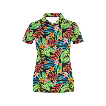 Heliconia Pattern Print Design HL09 Women's Polo Shirt