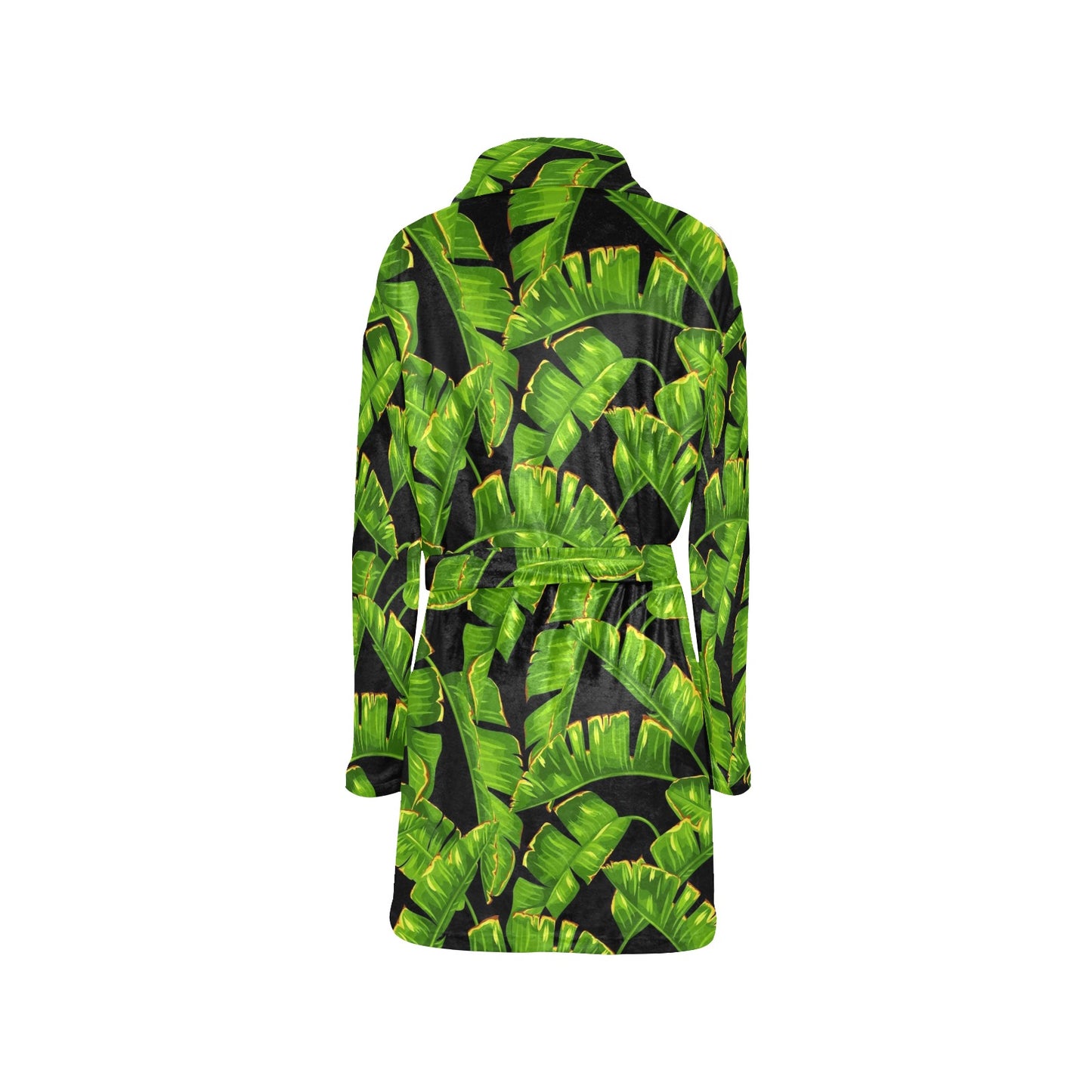 Banana Leaf Pattern Print Design BL06 Women's Fleece Robe
