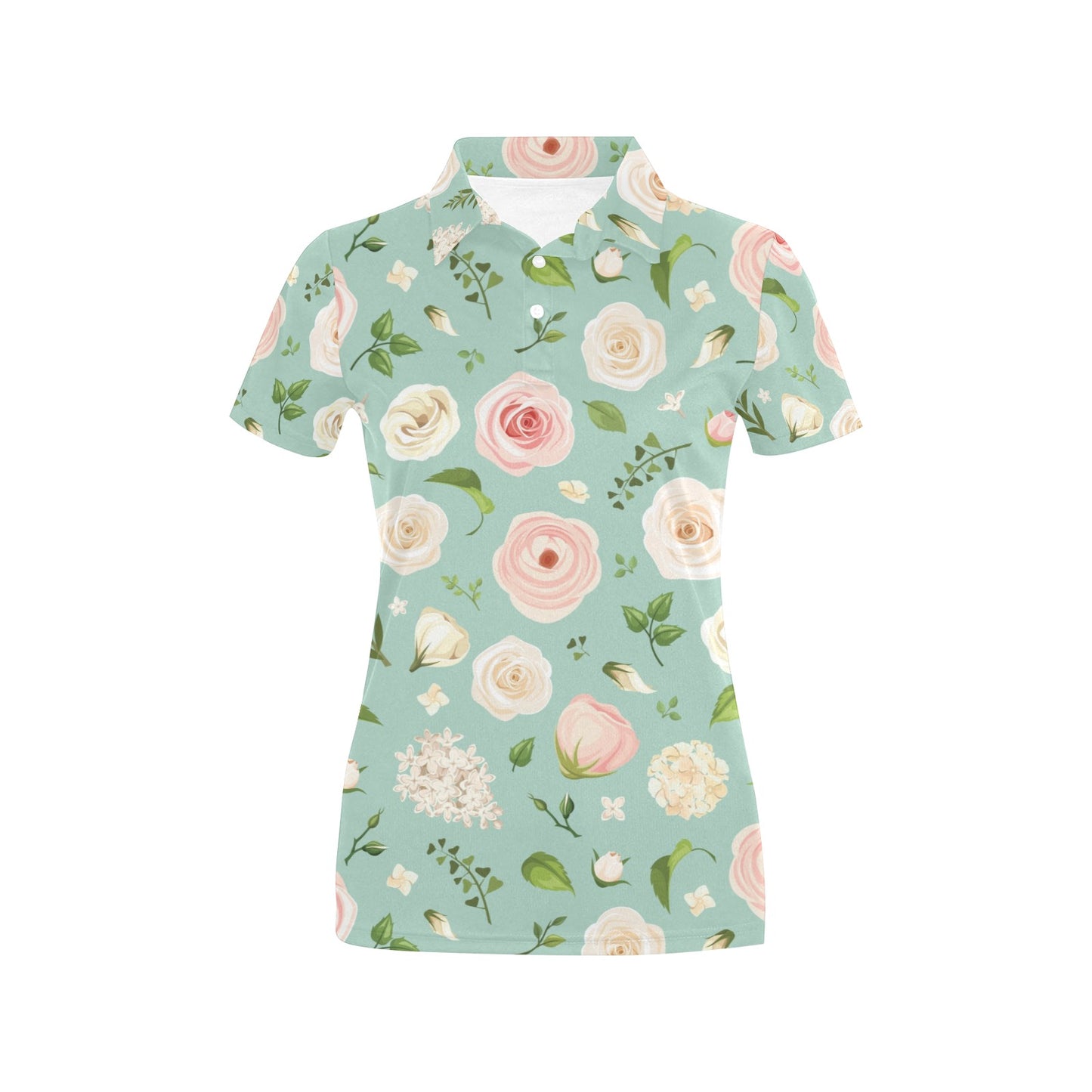 Lisianthus Pattern Print Design 01 Women's Polo Shirt