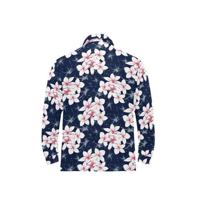 Plumeria Pattern Print Design PM017 Long Sleeve Polo Shirt For Men's