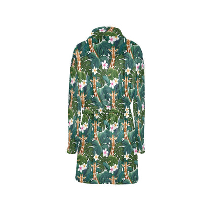 Giraffe Jungle Design Print Women's Fleece Robe