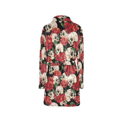 Skull Red Rose Women's Fleece Robe
