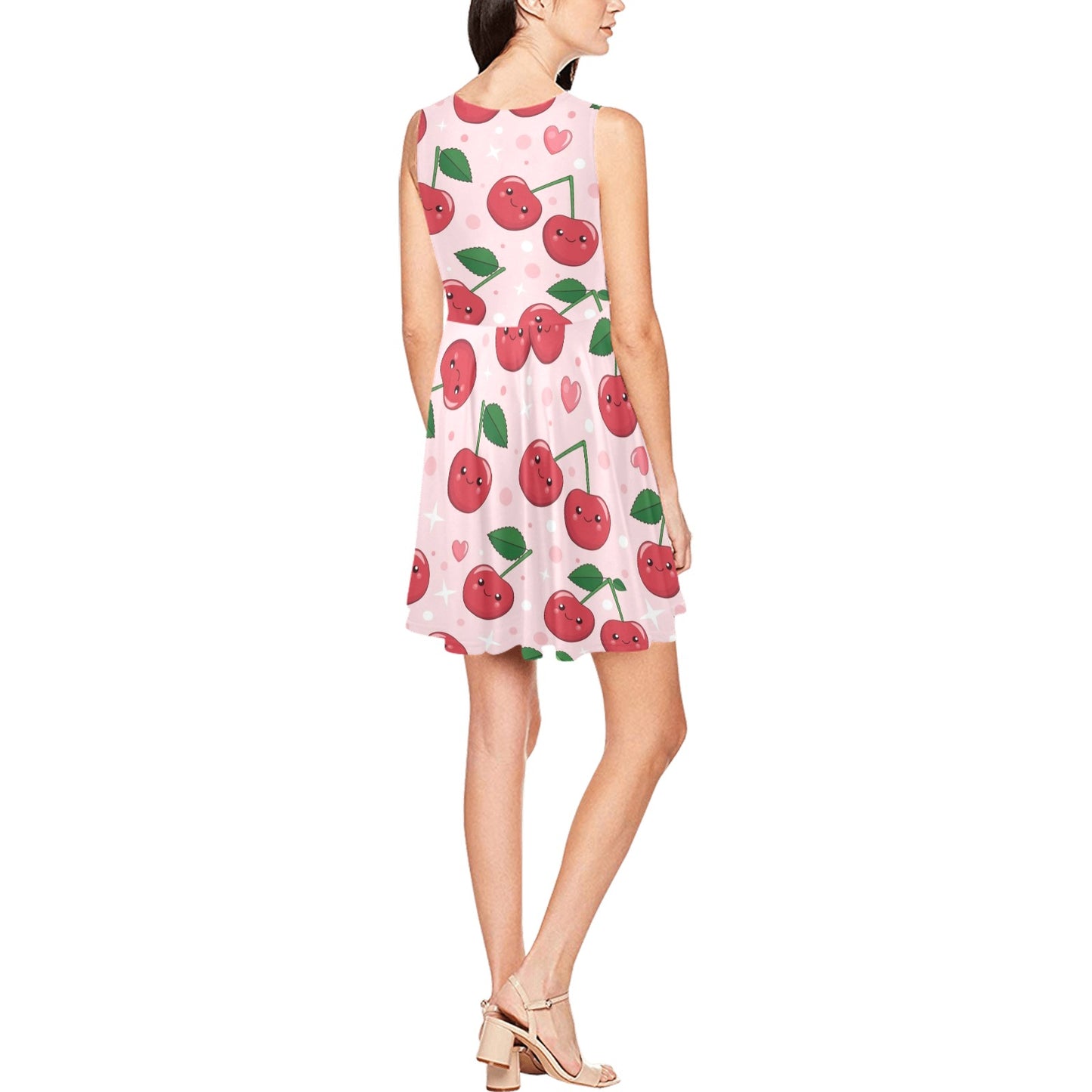 Cherry Pattern Print Design CH02 Sleeveless Dress