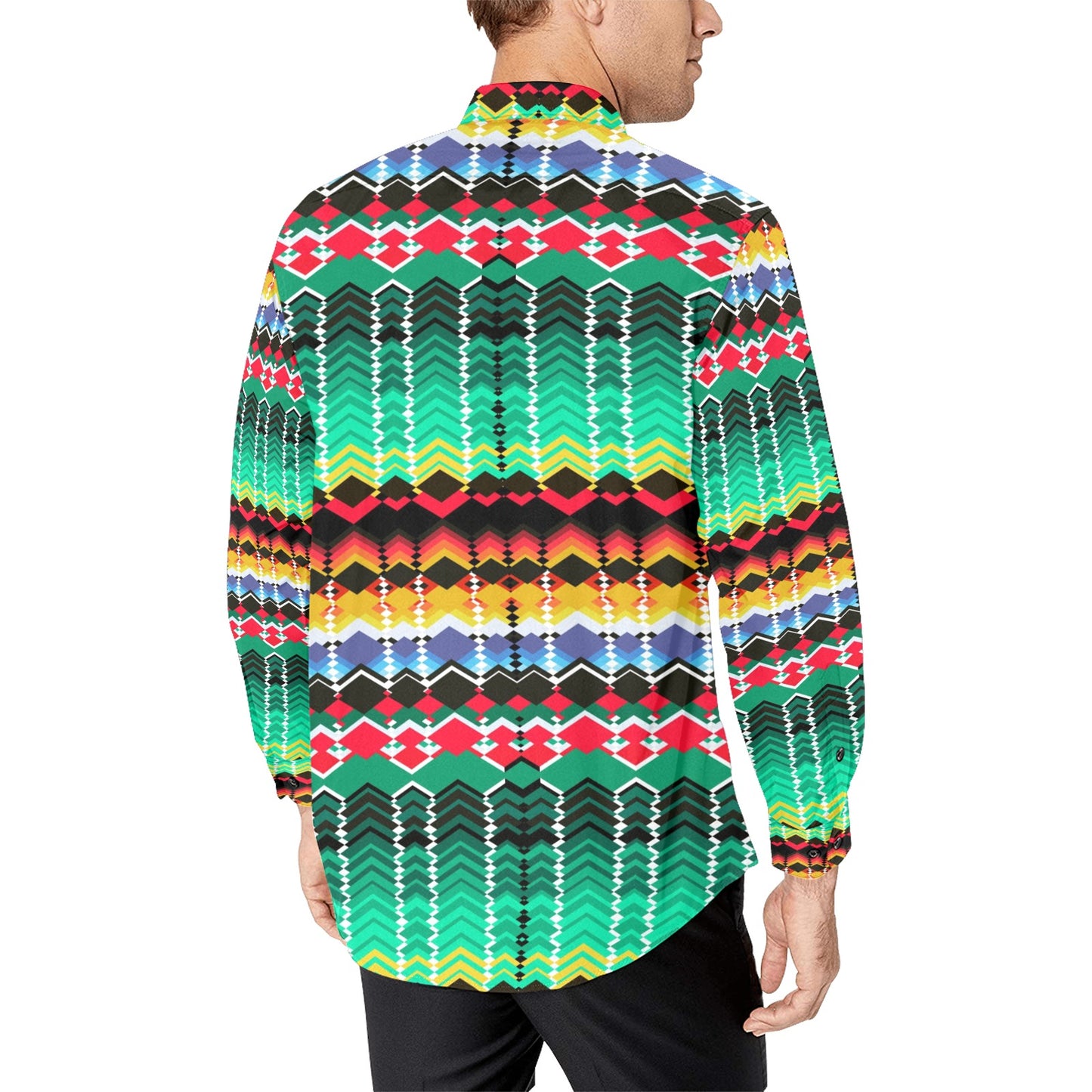 Serape Print Design LKS307 Men's Long Sleeve Dress Shirt