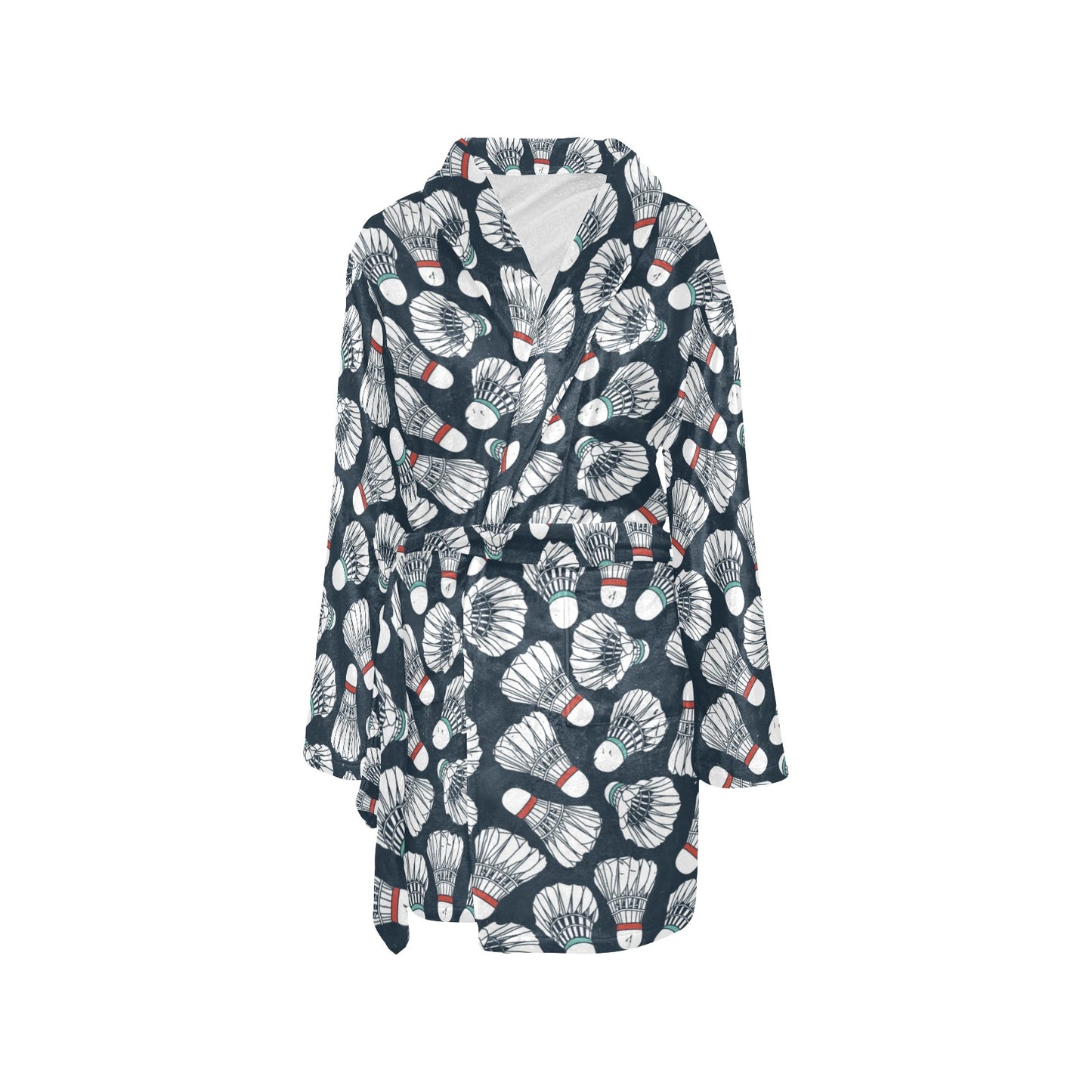 Badminton Ball Pattern Print Design 01 Women's Fleece Robe