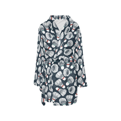 Badminton Ball Pattern Print Design 01 Women's Fleece Robe