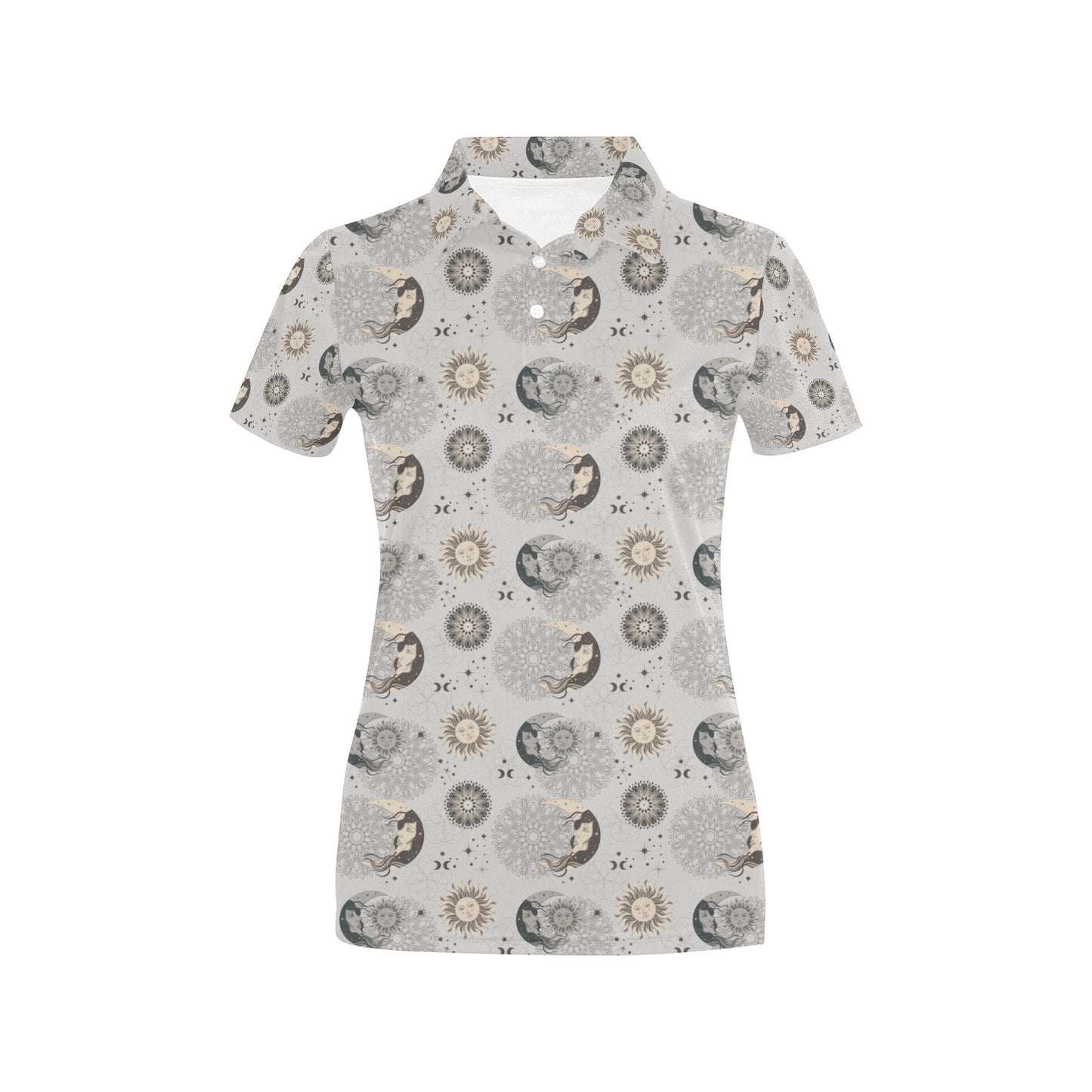 Sun Moon Print Design LKS302 Women's Polo Shirt