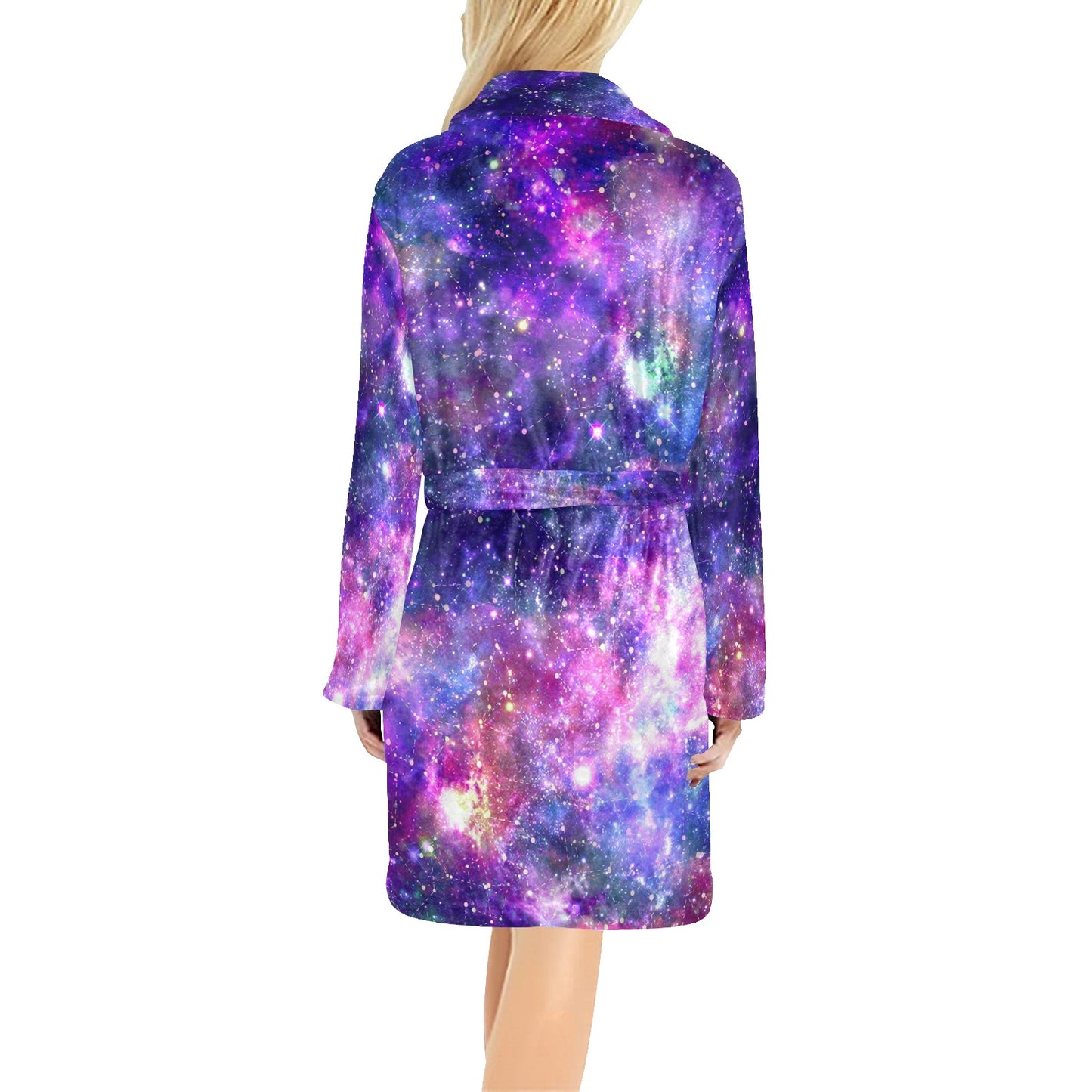 Galaxy Night Stardust Space Print Women's Fleece Robe