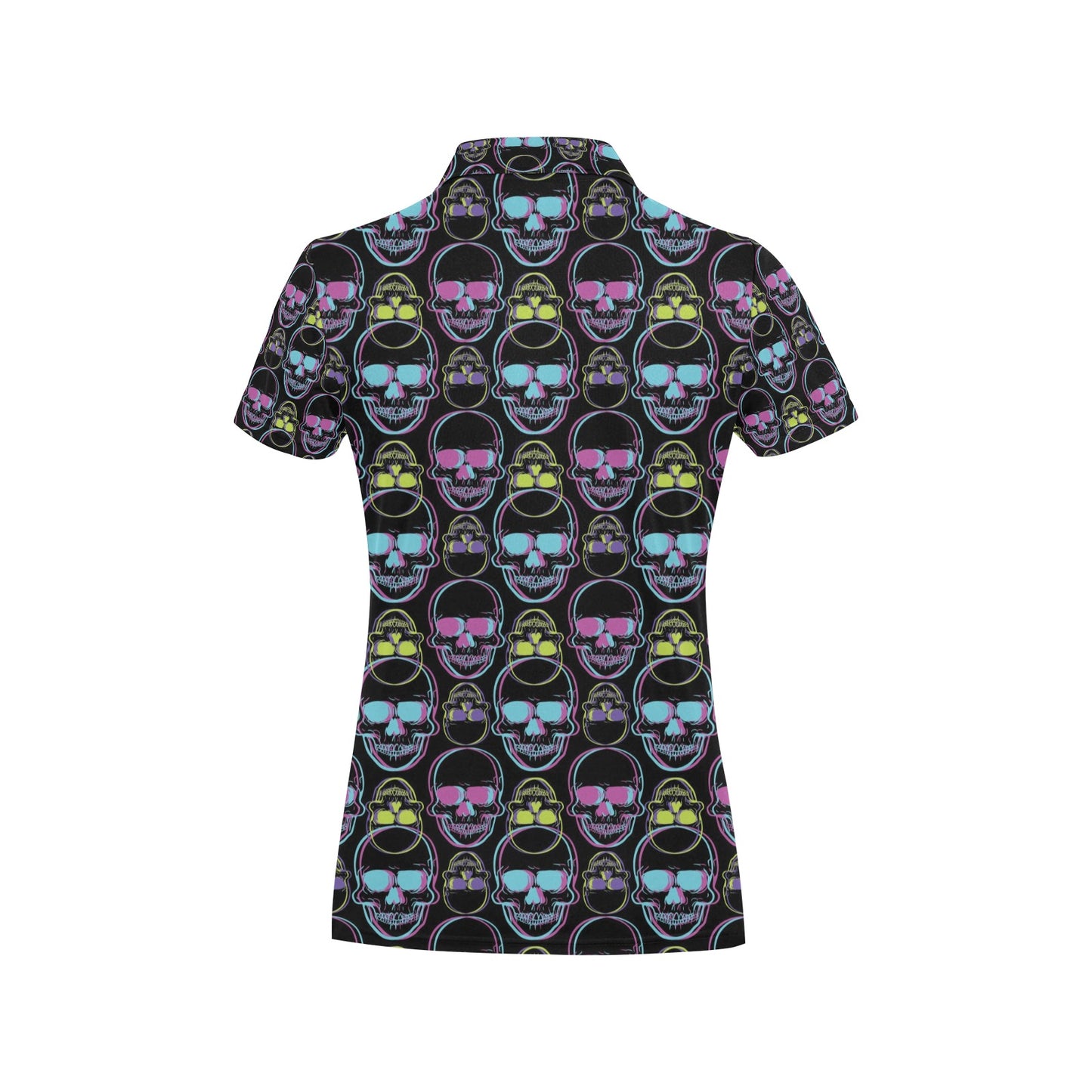 Skull 3D Colorful Print Design LKS309 Women's Polo Shirt