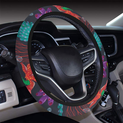 Underwater Cute Print Design LKS303 Steering Wheel Cover with Elastic Edge