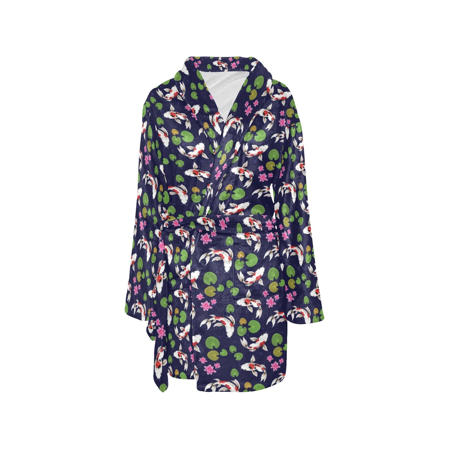 Koi Carp Pattern Design Themed Print Women's Fleece Robe