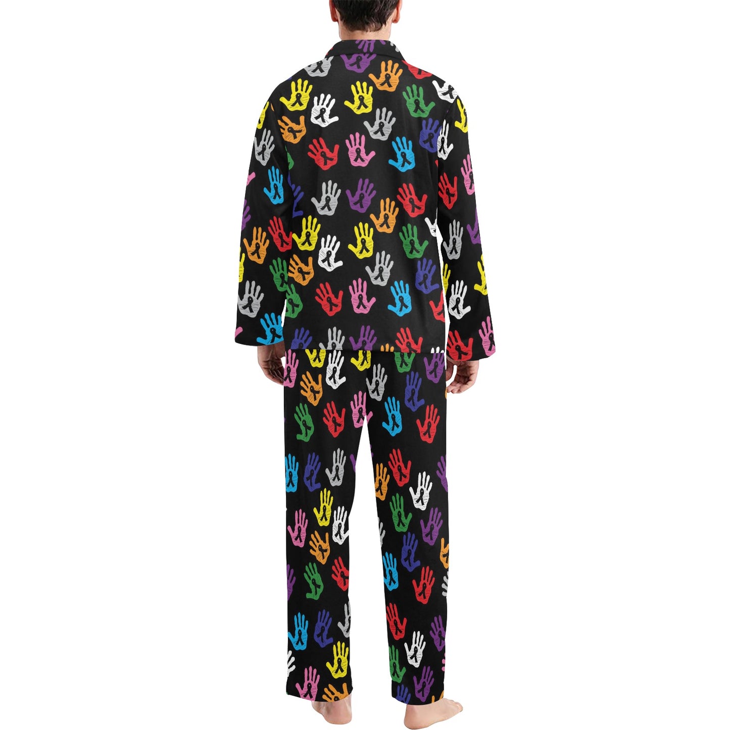 Cancer Awareness Pattern Print Design 04 Men's Long Pajama Set