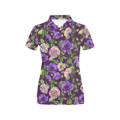 Lisianthus Pattern Print Design LT03 Women's Polo Shirt
