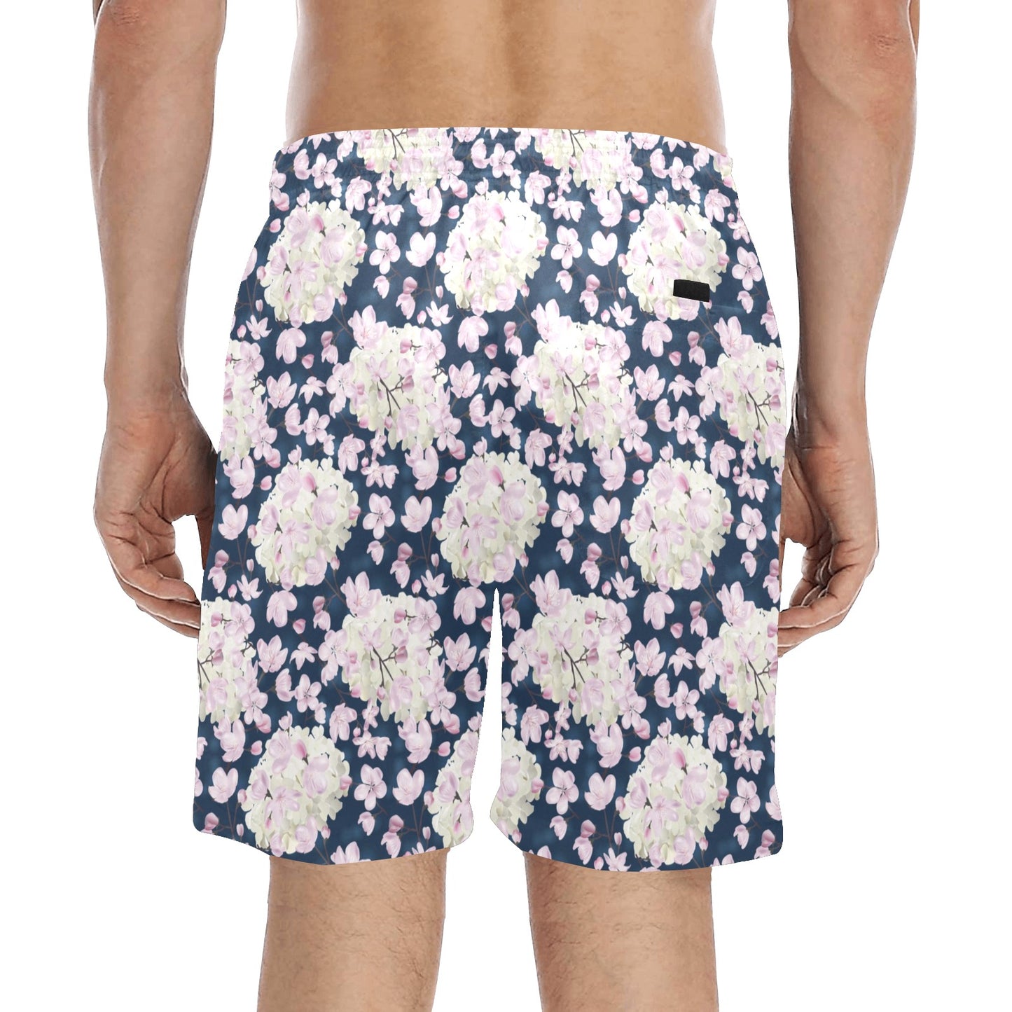 Sakura Print Design LKS305 Men's Swim Trunks Beach Shorts