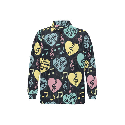 Music note Pattern Print Design A03 Long Sleeve Polo Shirt For Men's