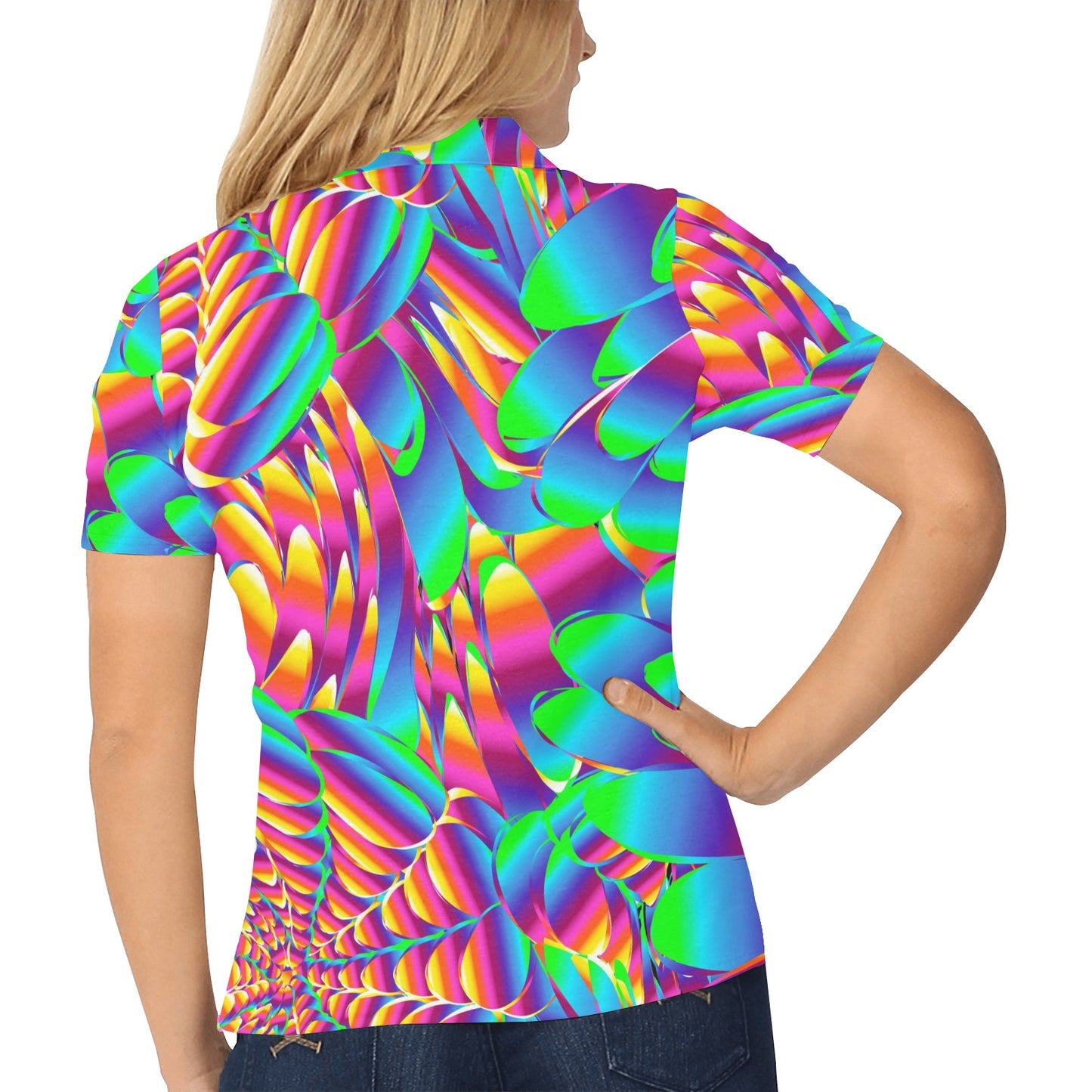 Psychedelic Trippy Pattern Women's Polo Shirt