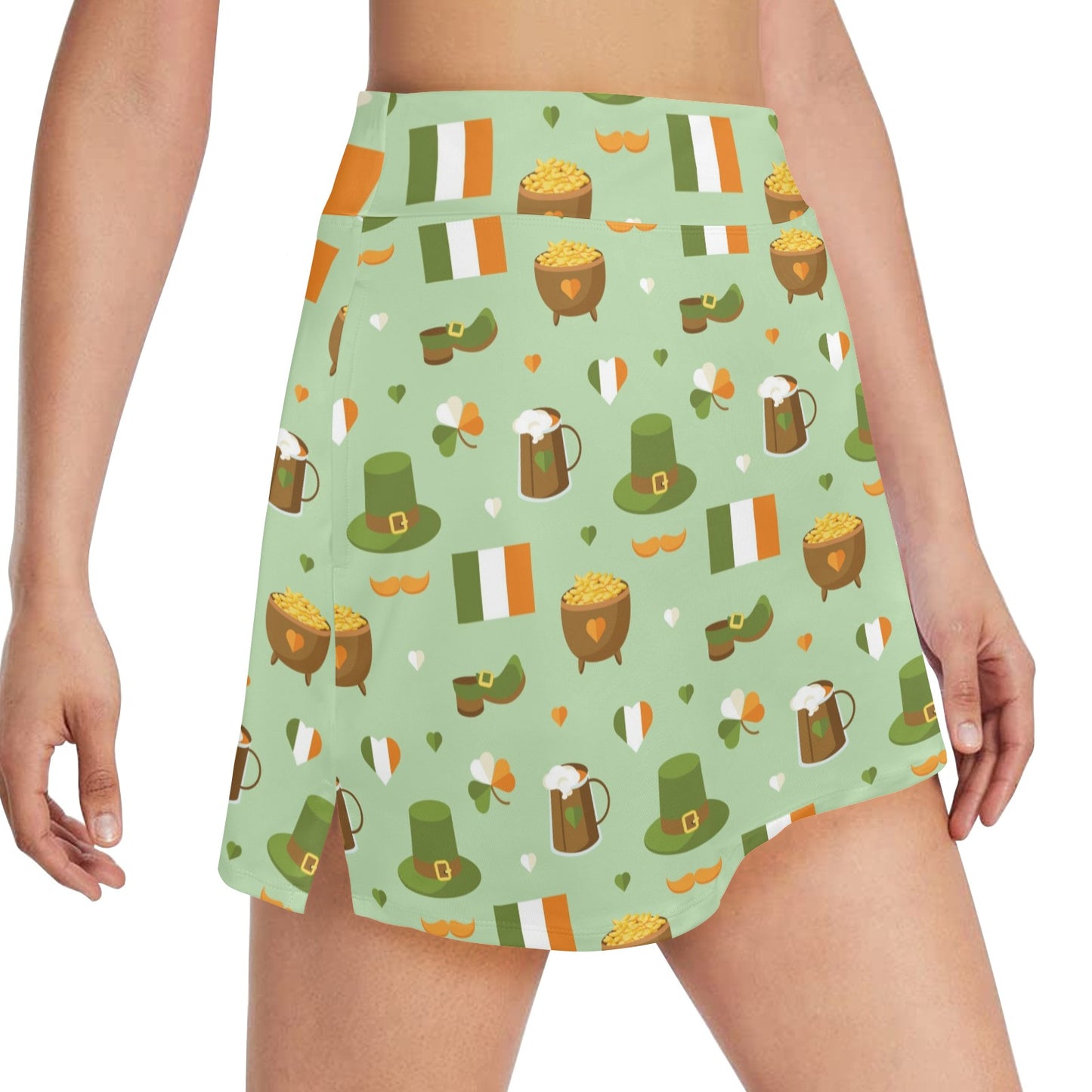 St Patricks Day Print Design LKS302 17" Golf & Pickleball Skort with Pockets