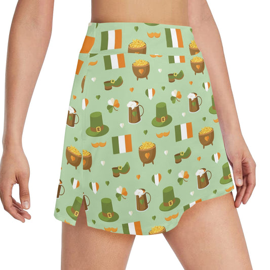St Patricks Day Print Design LKS302 17" Golf & Pickleball Skort with Pockets