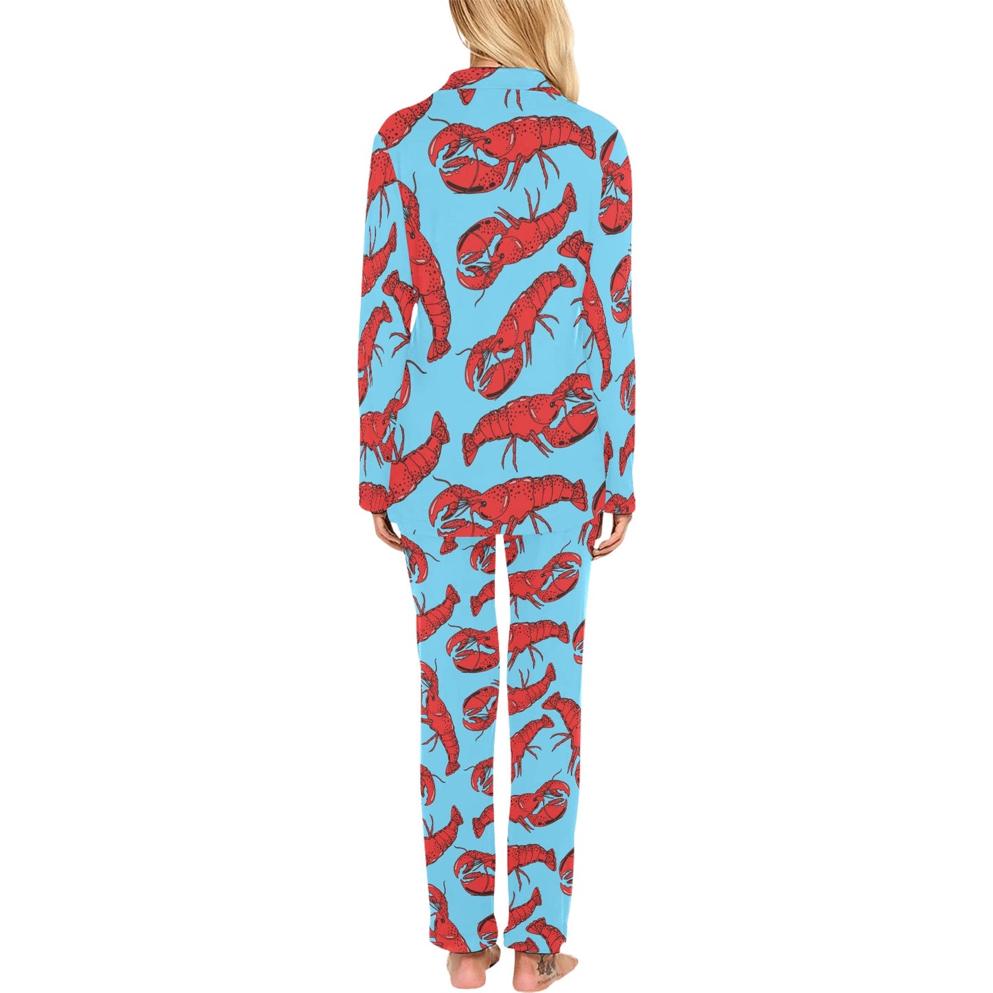 Lobster Red Pattern Print Design 03 Women's Long Pajama Set