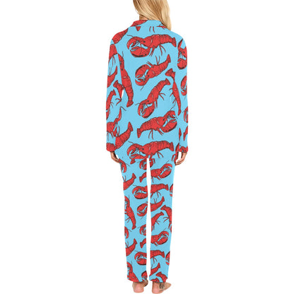 Lobster Red Pattern Print Design 03 Women's Long Pajama Set