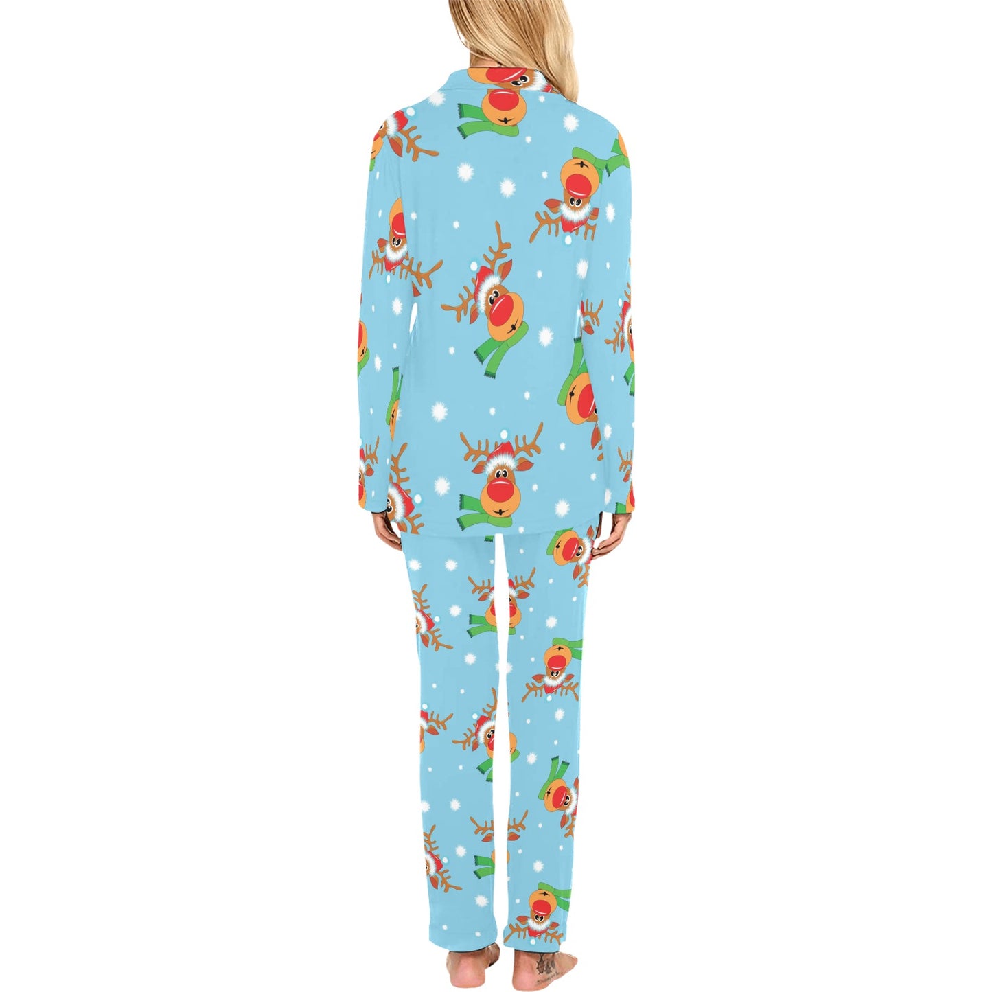 Reindeer cute Pattern Print Design 02 Women's Long Pajama Set