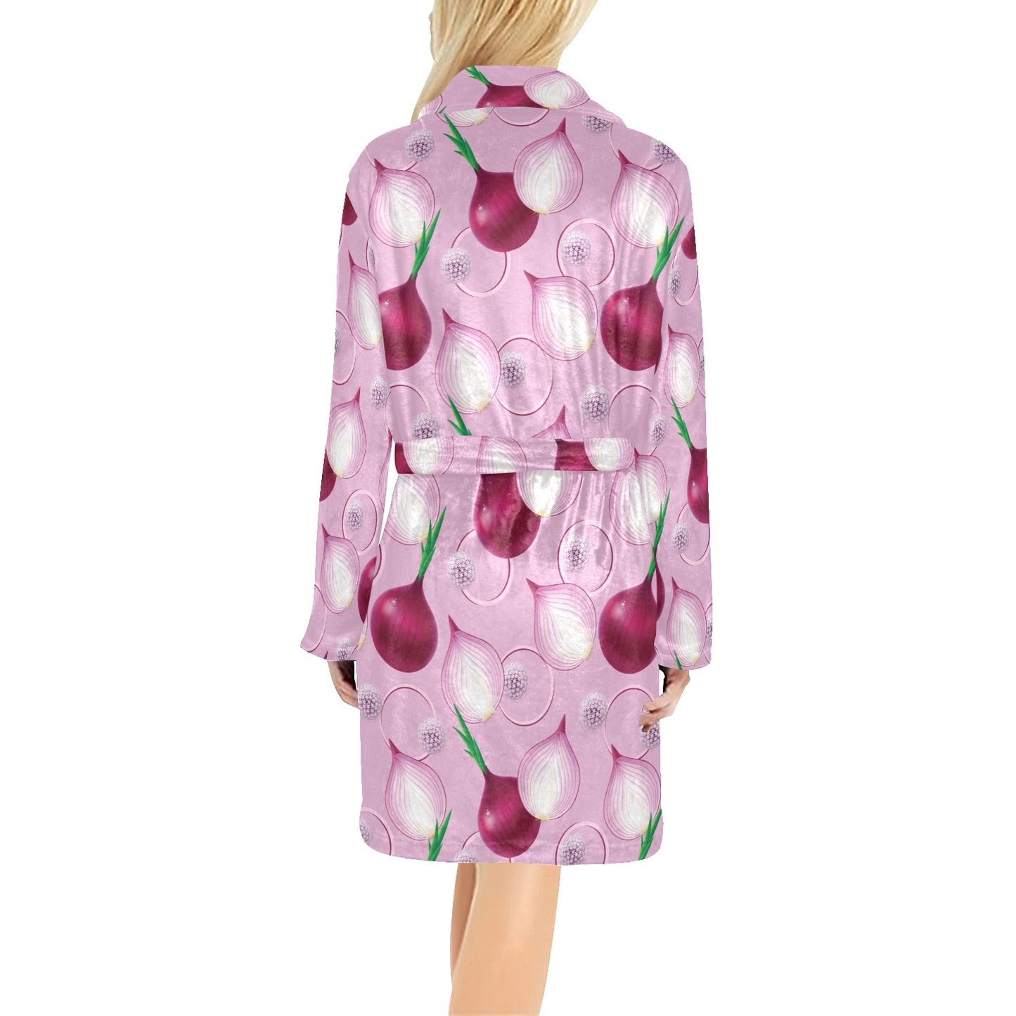 Onion Pattern Print Design A01 Women's Fleece Robe