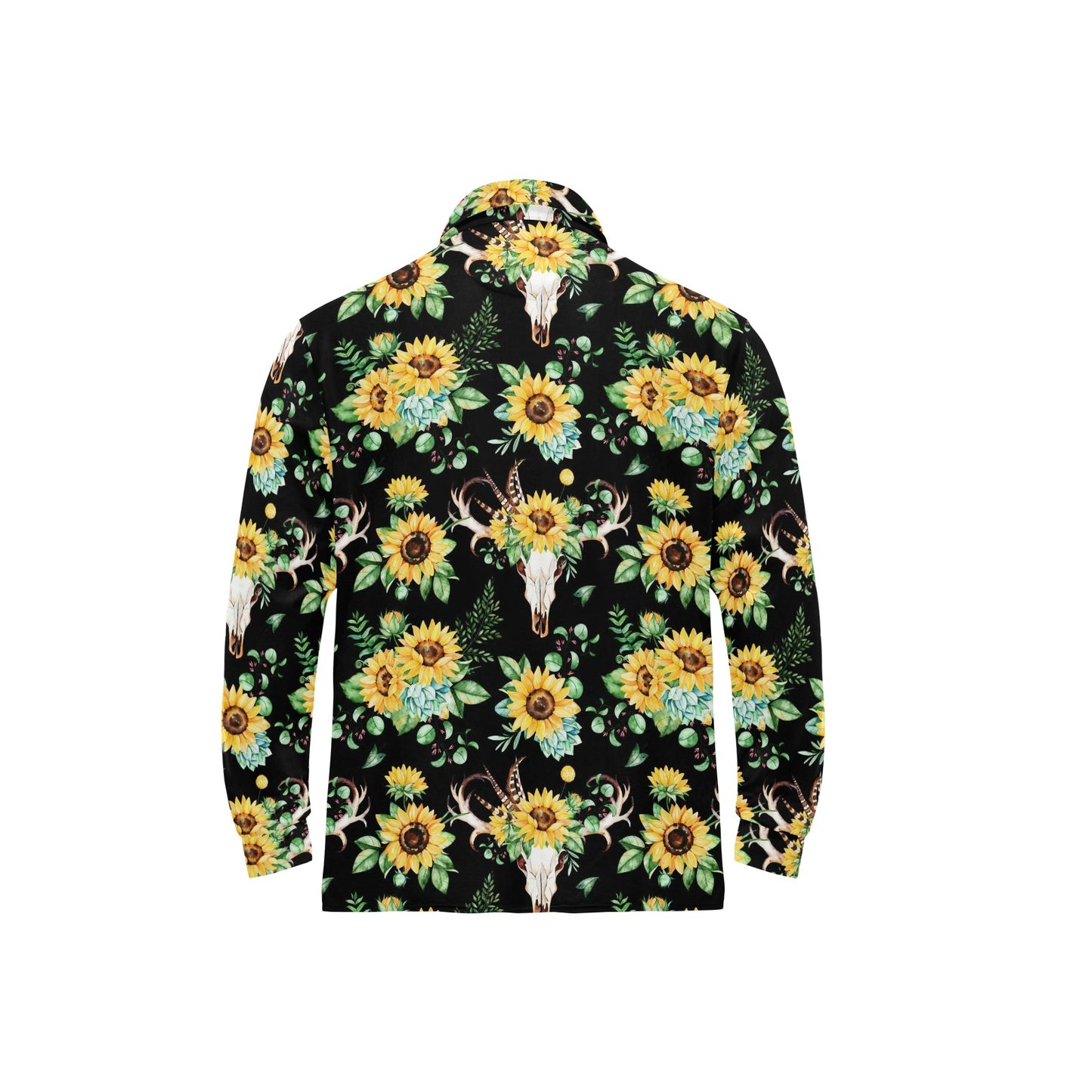 Sunflower Pattern Print Design SF08 Long Sleeve Polo Shirt For Men's