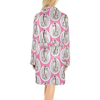 Rabbit Pattern Print Design RB019 Women's Fleece Robe