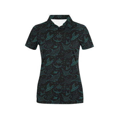 Manta Ray Print Design LKS402 Women's Polo Shirt