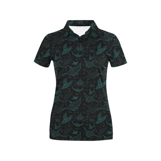 Manta Ray Print Design LKS402 Women's Polo Shirt